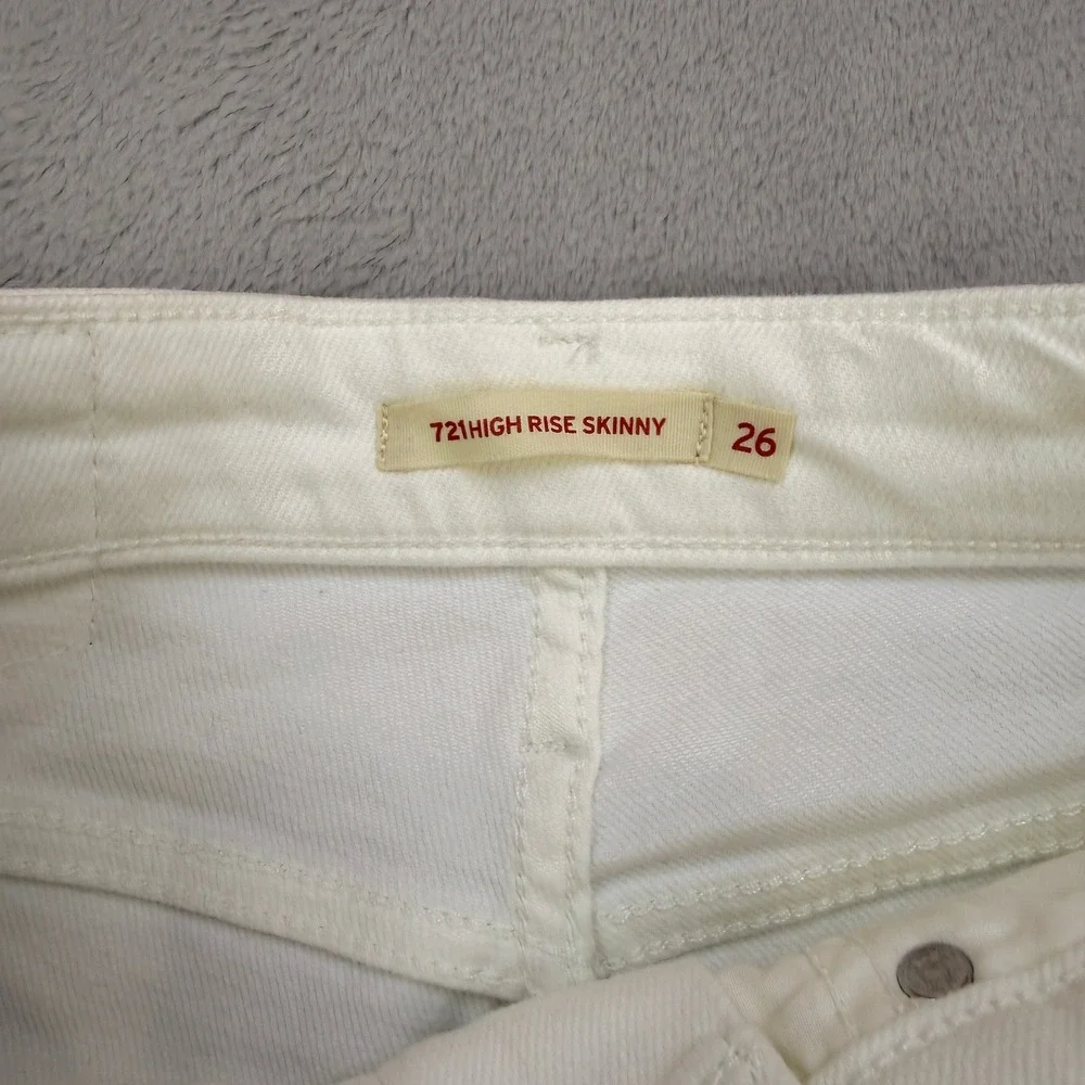 Levis 721 Jeans Womens 26 High Rise Skinny White‎ Denim Pants 5-Pocket Stretch